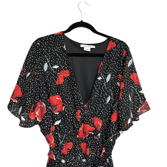 In Every Story Crossover Top Red Poppy Floral Lined Maxi Dress Size 1X - Picture 3 of 6